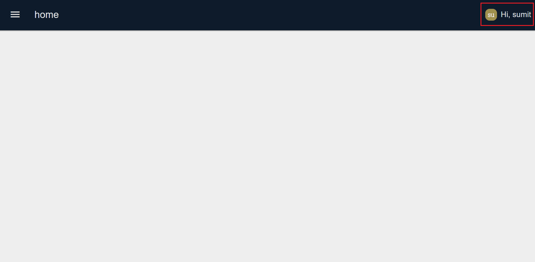 "Screenshot of Dashboard displaying logged in user information"